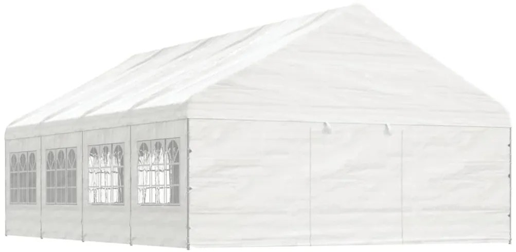 fehér polietilén pavilon tetővel 8,92 x 5,88 x 3,75 m