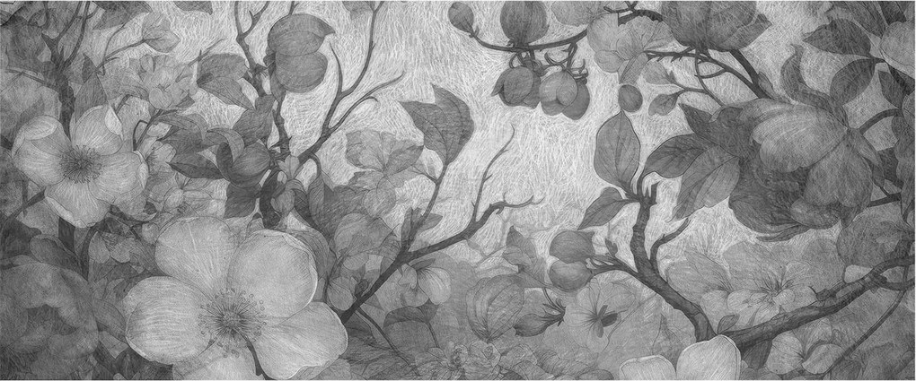 Flizelin tapéta Divatos 3D fali ragasztó Virág gallyak 250x104 Ragasztó