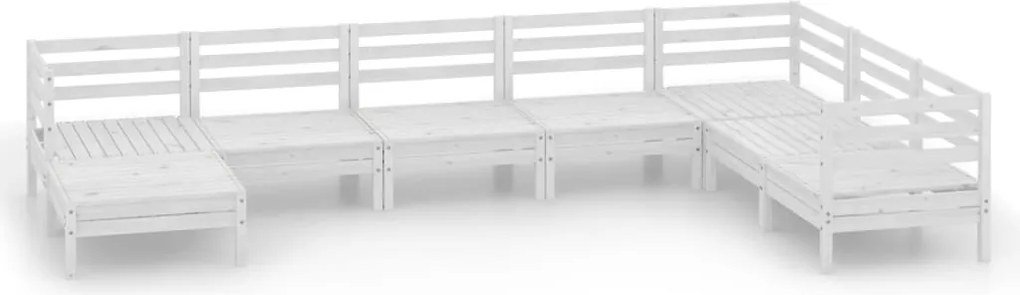 vidaXL 8 részes fehér tömör fenyőfa kerti ülőgarnitúra