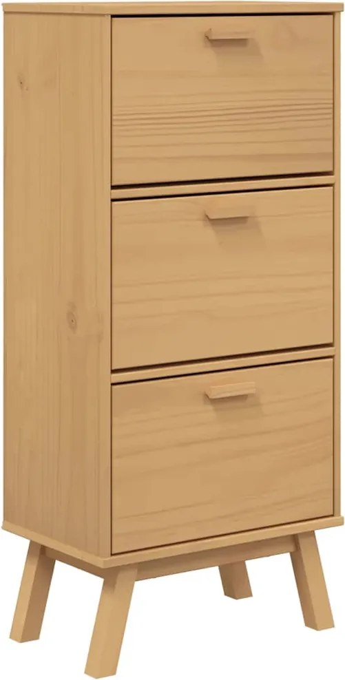 vidaXL OLDEN barna tömör fenyőfa cipőszekrény 55 x 35 x 120 cm