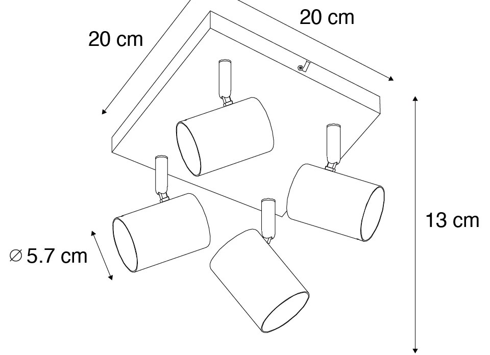 Modern mennyezeti lámpa bronz 4-lámpás állítható téglalap alakú - Jeana