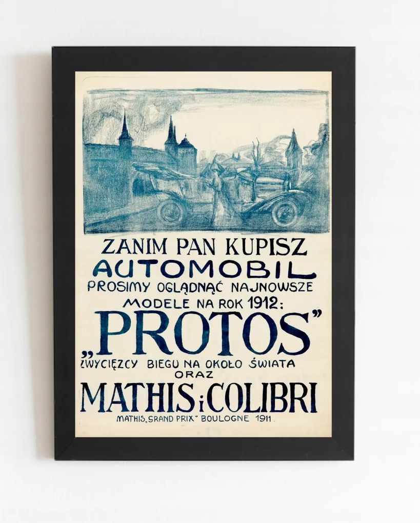Régi háború előtti poszter Automobil 1912r.70x50cm