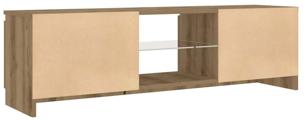 kézműves tölgy szerelt fa TV-szekrény LED-ekkel 120x30x36 cm