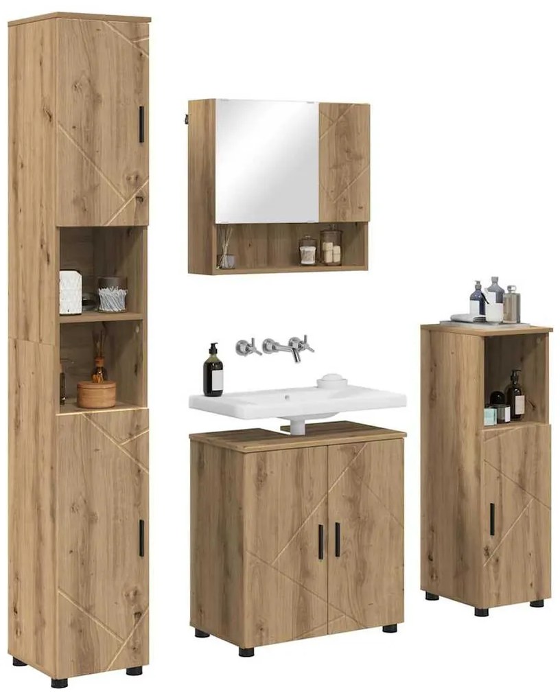 Fürdőszoba bútor szett 4 pcs kézműves tölgy 61 x 35 x 64 cm