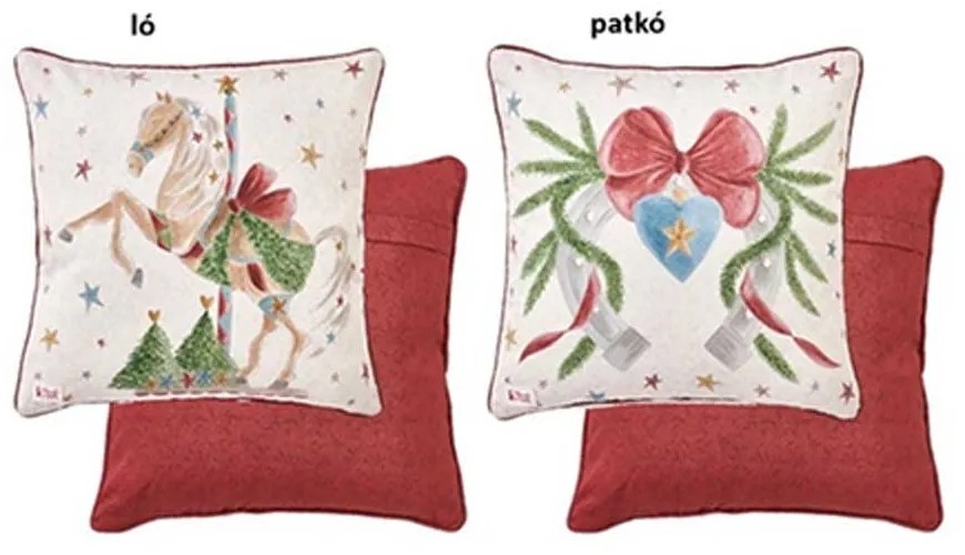 Karácsonyi párna töltelékkel 40x40 cm pamut két féle / ló