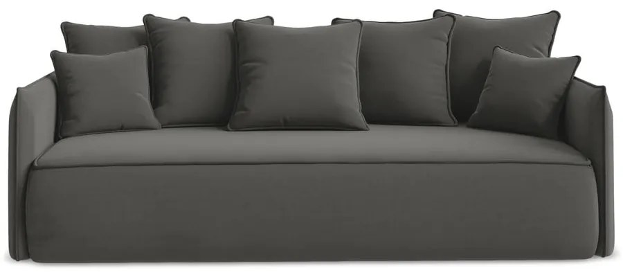 Sötétszürke bársony kinyitható-tárolóhelyes kanapé 225 cm Hula – Makamii