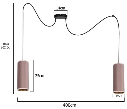 Láncos lámpa AVALO 2xE27/60W/230V pókháló rózsaszín/rez