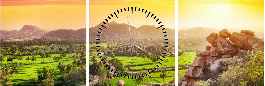 Kép a Hampi-völgyről Indiában (órával) (90x30 cm)
