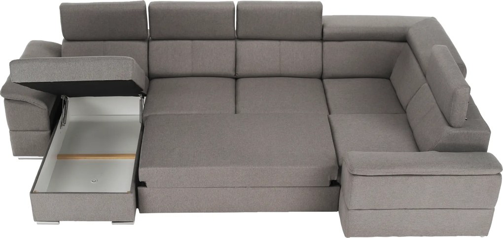 Ülőgarnitúra, szükésbarna Taupe, balos kivitel, SEGORIA ROH U