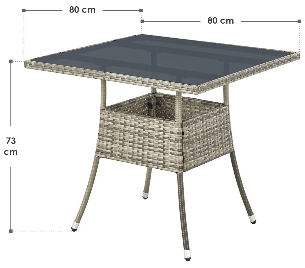 Juskys Rattan asztal Yoro - szürke