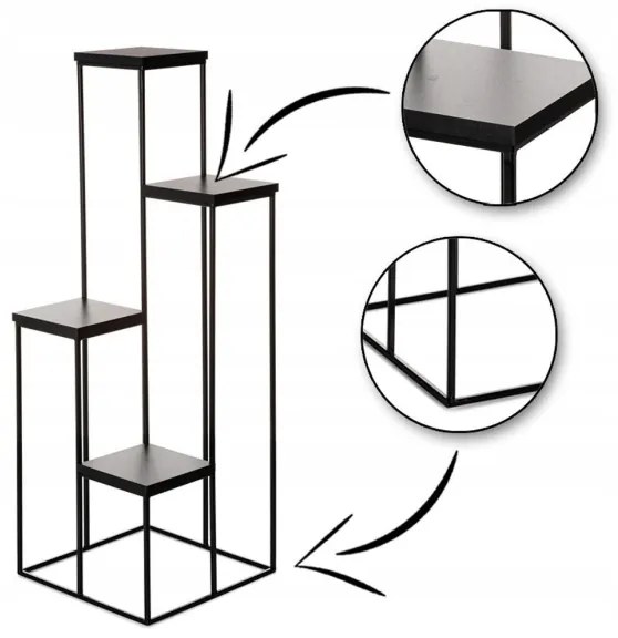 KASKADA virágtartó állvány 110x40 cm fekete