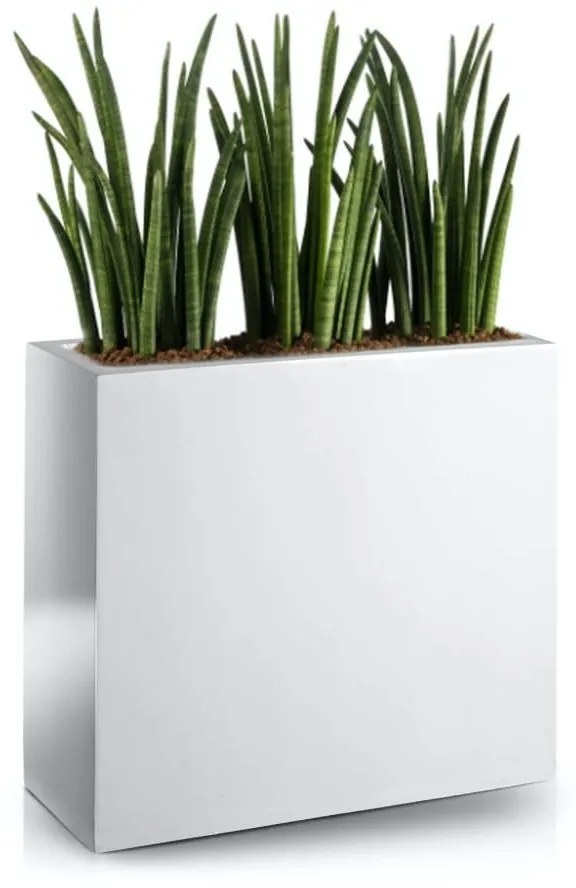 PX B Szögletes Üvegszálas Elegáns Kaspó - fehér