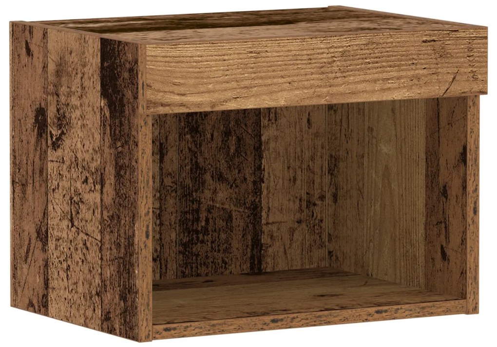 LED világítással ellátott faliszekrények 2 db Régi fa 40x30x30 cm