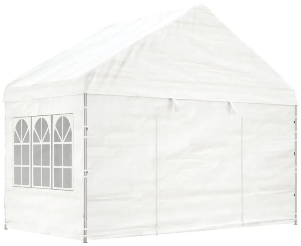 fehér polietilén pavilon tetővel 20,07 x 4,08 x 3,22 m