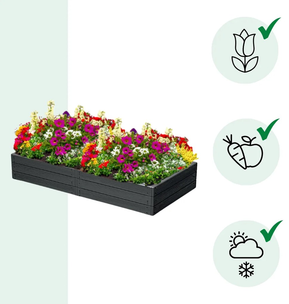 WOODY magaságyás, 149x75,6x25cm, antracit Prosperplast