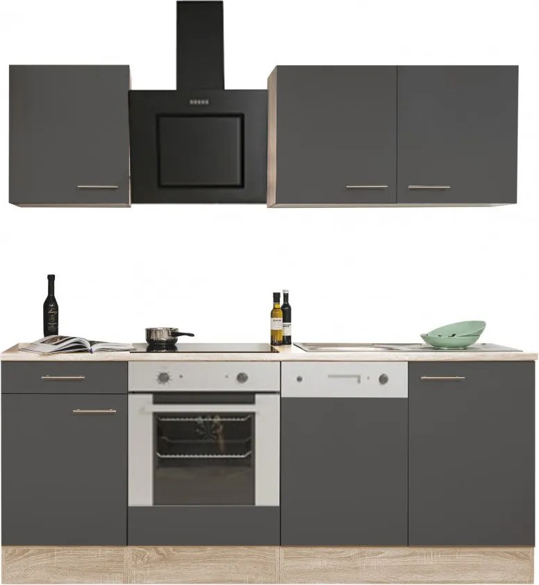 Yorki 220 konyhabútor sonoma tölgy korpusz,selyemfényű antracit fronttal alsó sütős elemmel