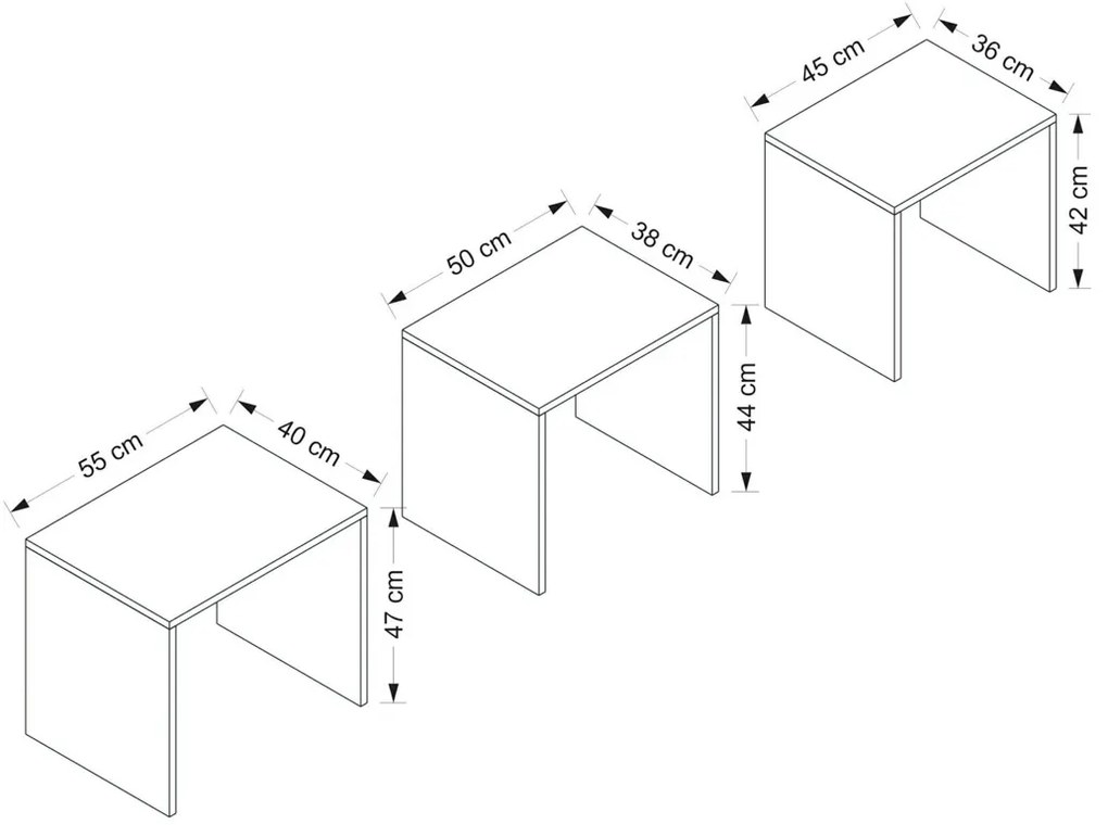 Alya Anthracite kisasztal, 3 db