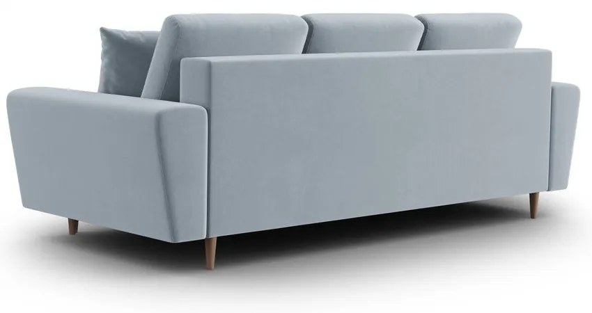Világoskék bársony kinyitható tárolóhelyes kanapé 235 cm Kyoto – Cosmopolitan Design