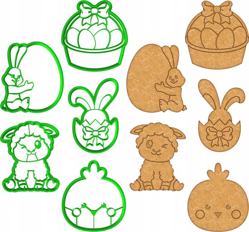 5x Húsvéti mézeskalács formák Húsvéti lyukasztók XL szett 5db