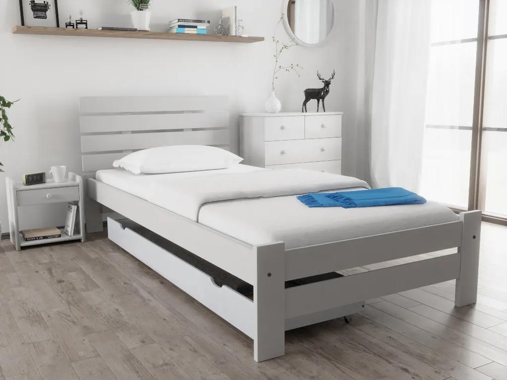 PARIS magasított ágy 80x200 cm, fehér Ágyrács: Lamellás ágyrács, Matrac: Matrac nélkül