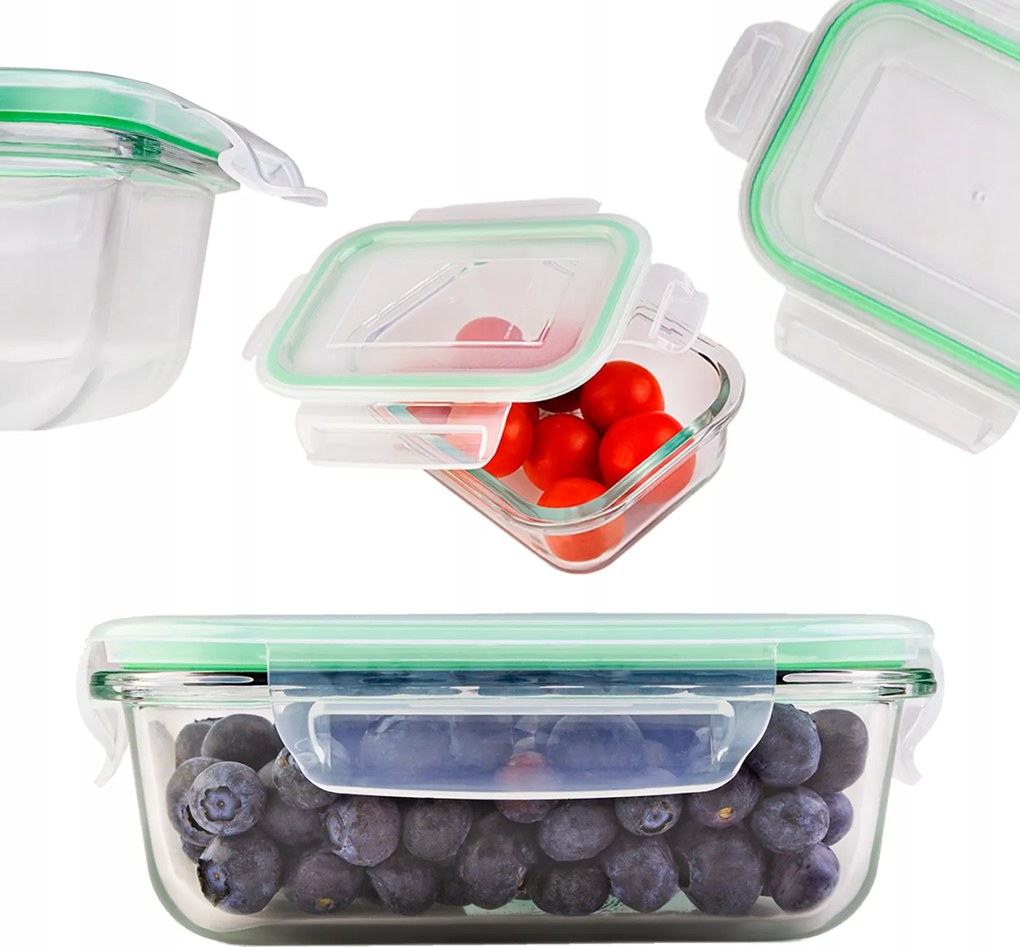 Uzsonnás Doboz Üveg Ételtároló Doboz Légmentesen Záródó 370 ML