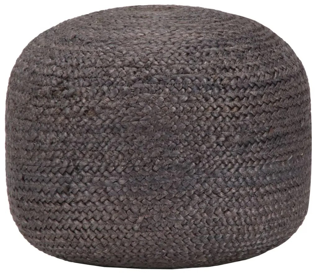 kézzel készült sötétszürke juta puff 45 x 30 cm