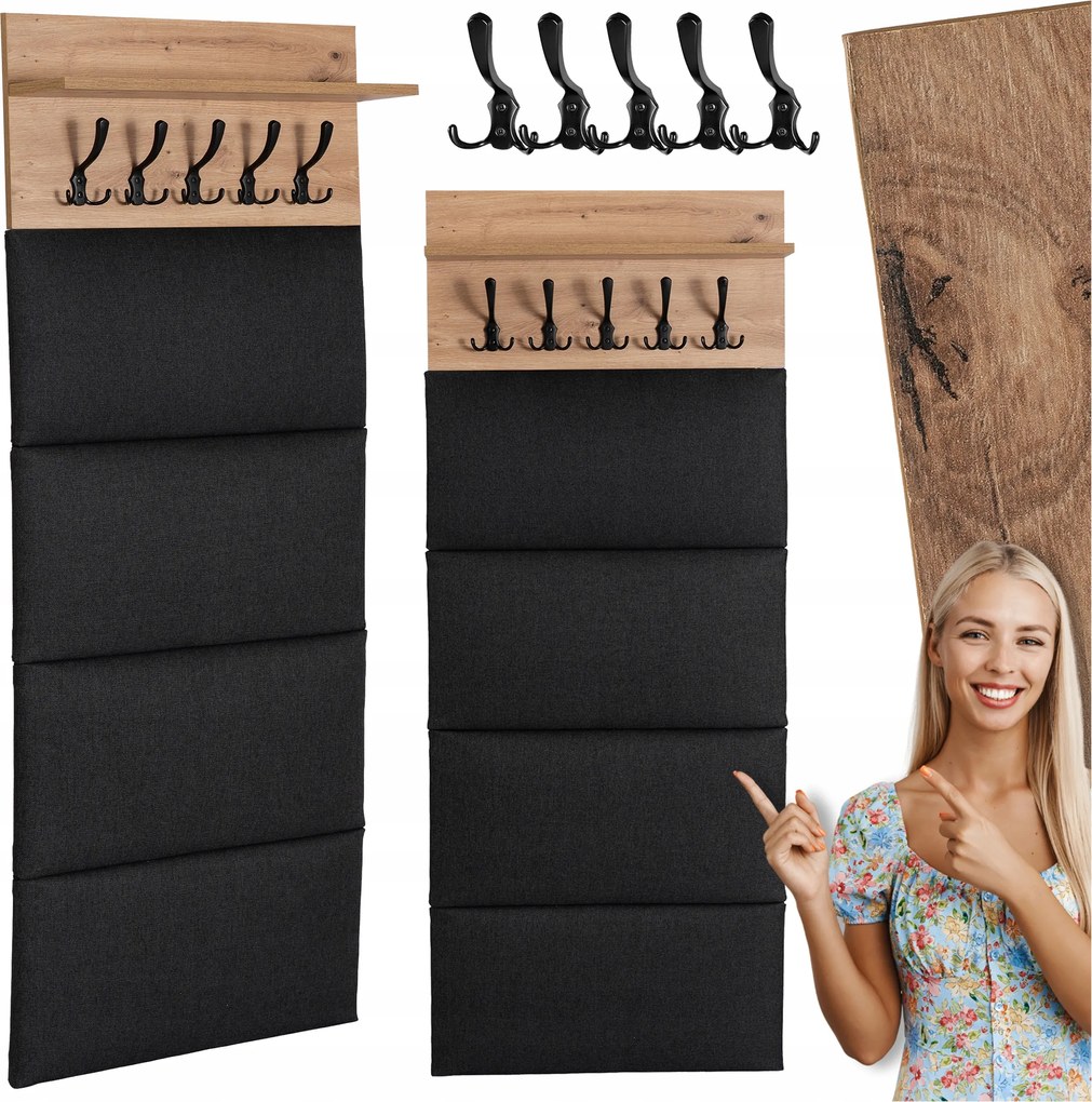 Ruhaakasztó Kárpitozott Falpanel Előszobába Modena tölgy