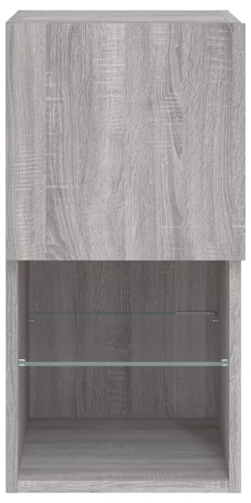 2 db szürke sonoma TV-szekrény LED lámpákkal 30,5x30x60 cm