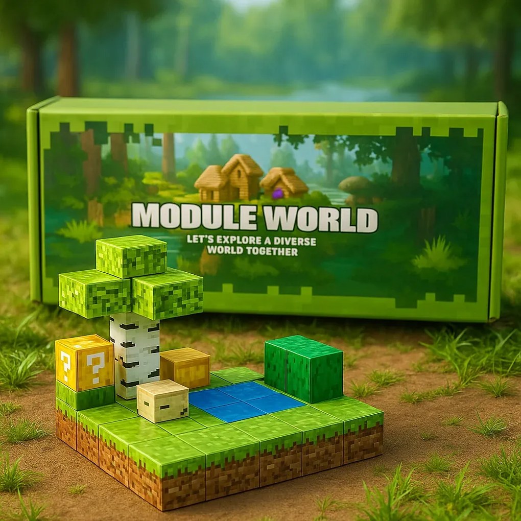 Mágneses építőkészlet Module World - 48 kocka + 2 figura