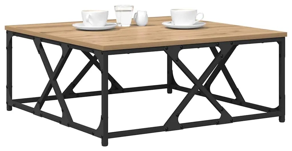 Dohányzóasztal kézműves tölgy 70 x 70 x 30 cm Faanyag