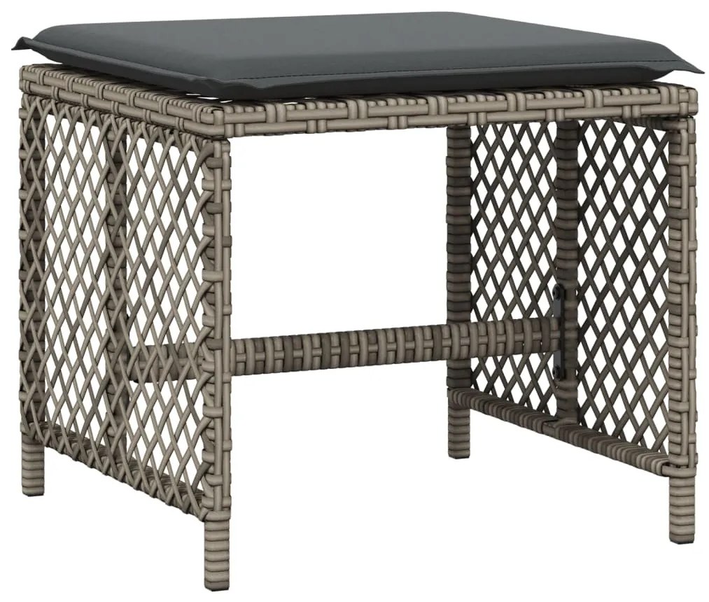 4 db szürke polyrattan kerti szék párnával 41 x 41 x 36 cm