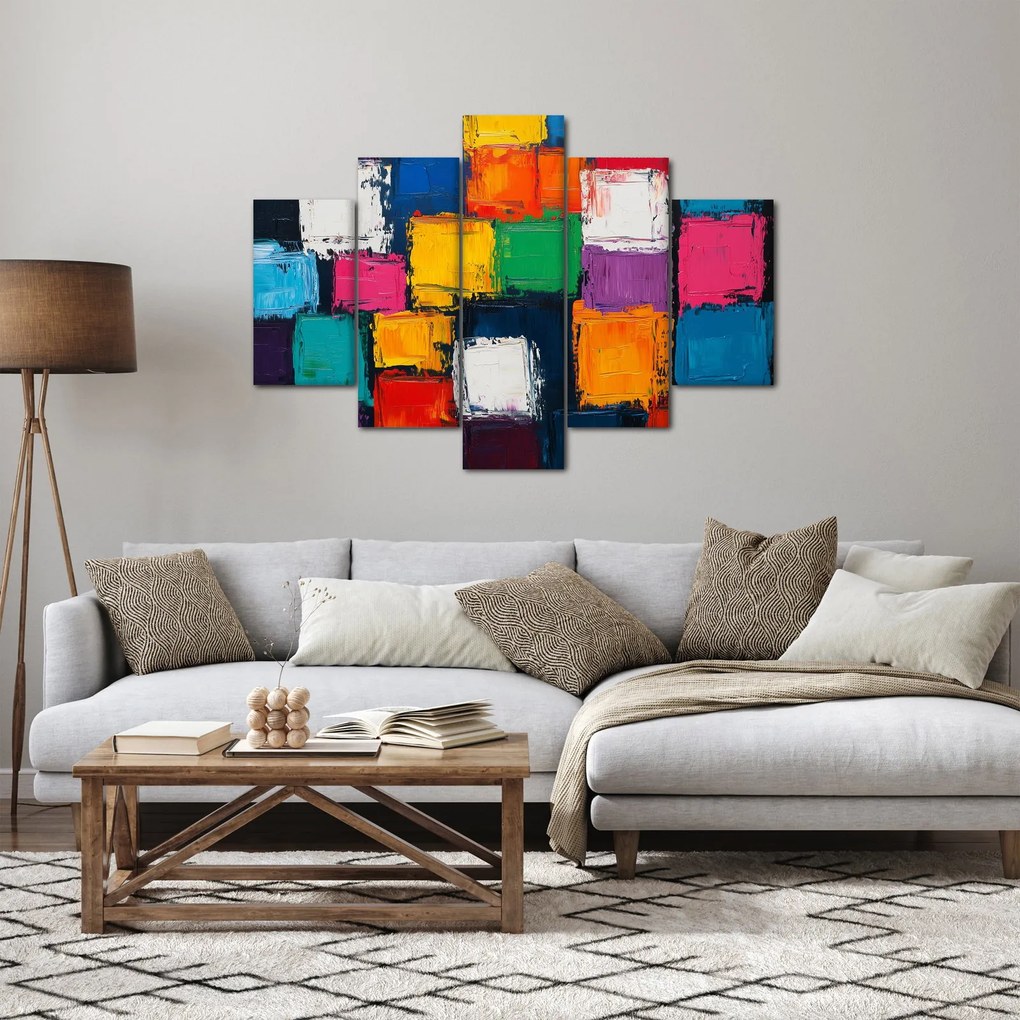Kép - Színes négyzetek festménye (150x105 cm)