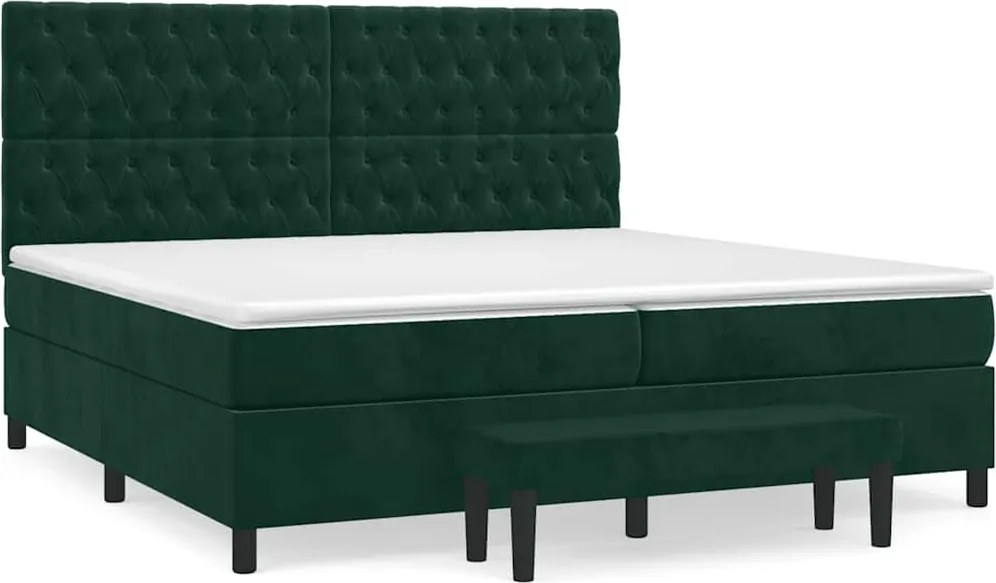vidaXL sötétzöld bársony rugós ágy matraccal 200x200 cm