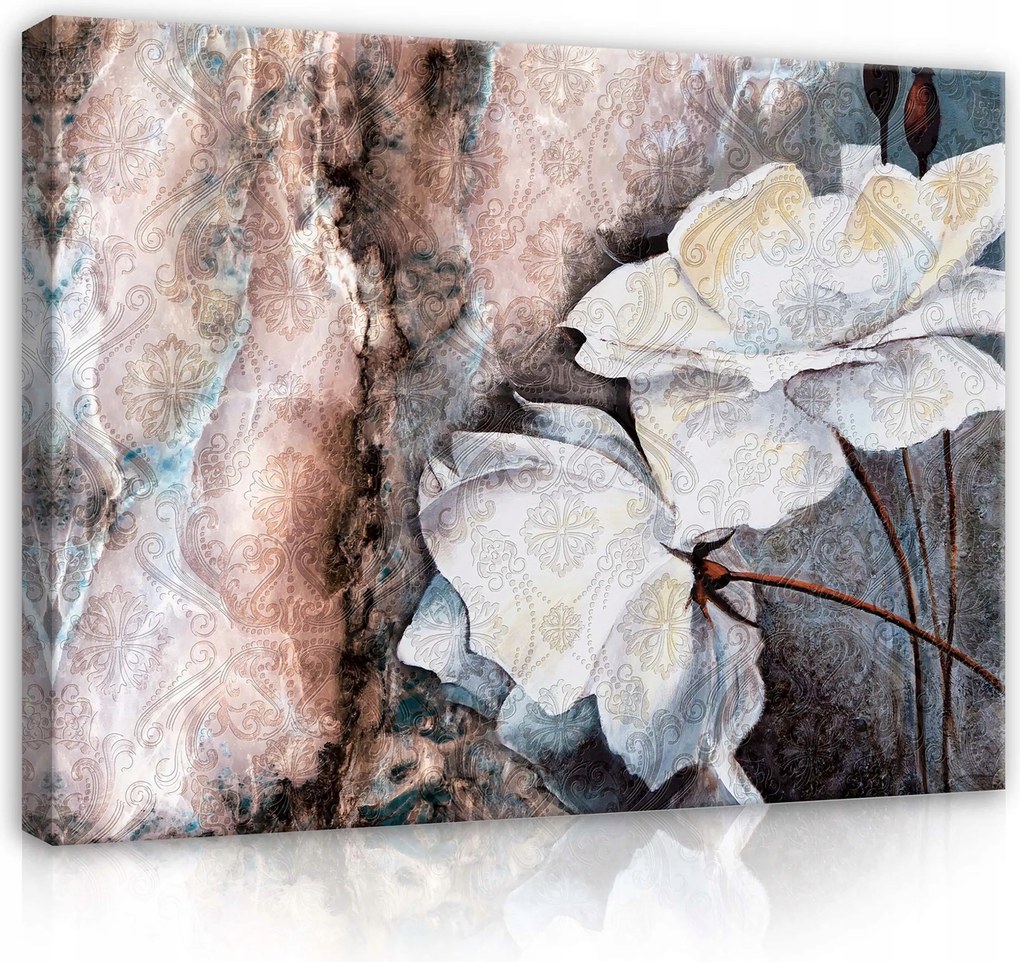 Vászonkép 80x60 Finomság Elegancia Virágok Rózsa Bazsarózsa Absztrakt Textúra