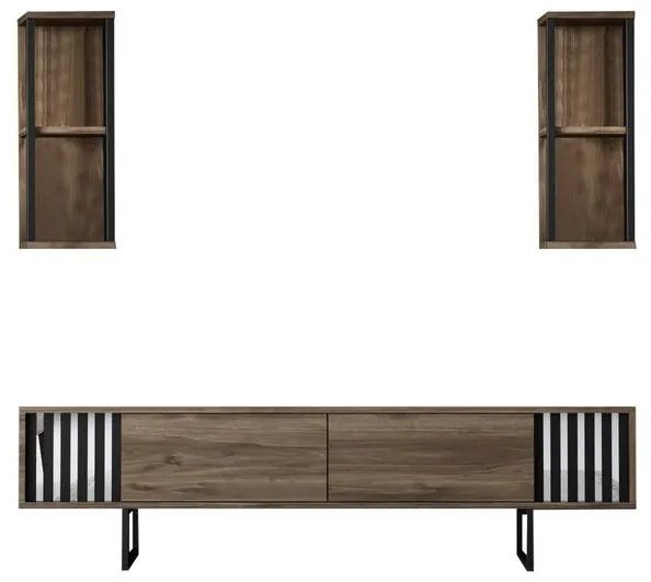 TV szekrény Chrome Line - Walnut, Black