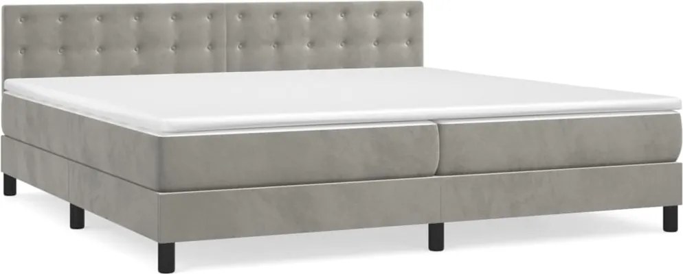 vidaXL világosszürke bársony rugós ágy matraccal 200x200 cm