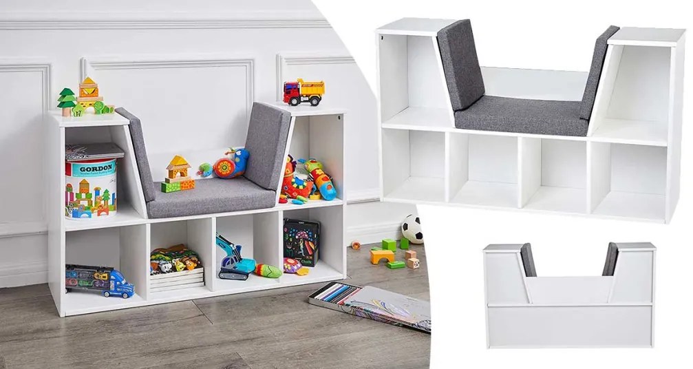 Tárolópolc ülőhellyel, párnával