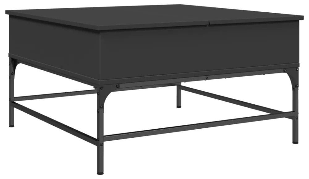 fekete szerelt fa és fém dohányzóasztal 80 x 80 x 45 cm