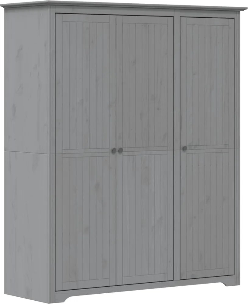 vidaXL BODO szürke tömör fenyőfa ruhásszekrény 146x53,5x173 cm