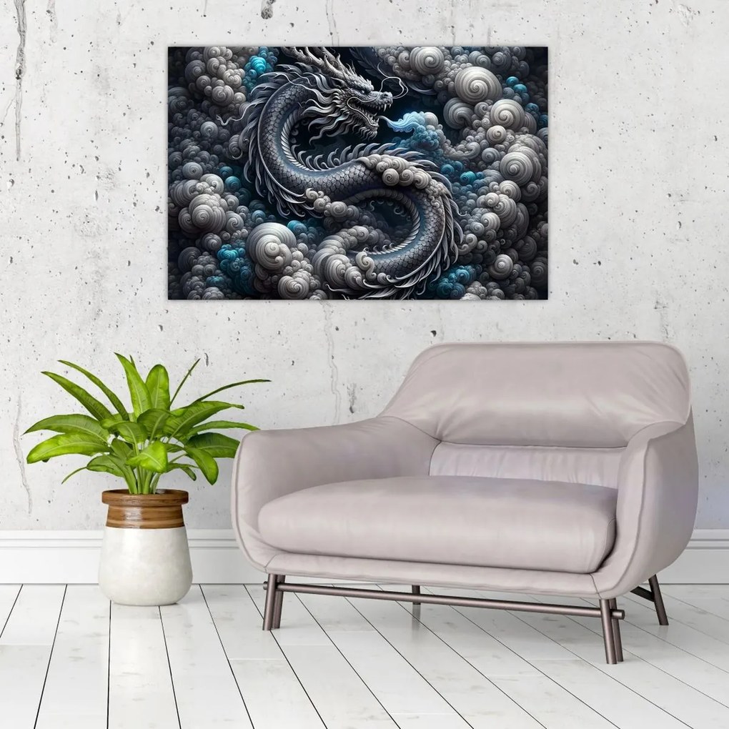 Kép – Sárkány a füstben (90x60 cm)