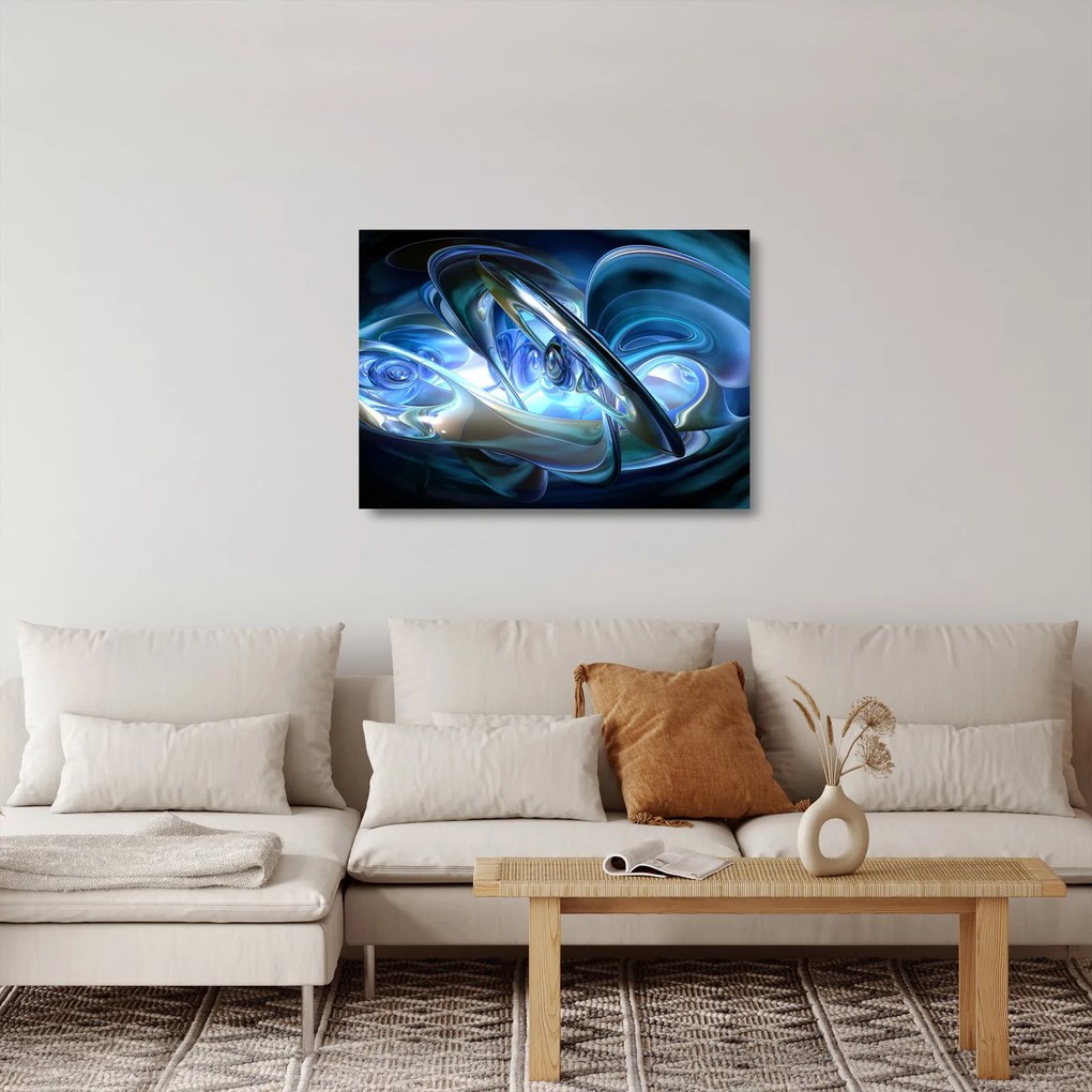 Kék fraktálos kép (üvegen) (70x50 cm)