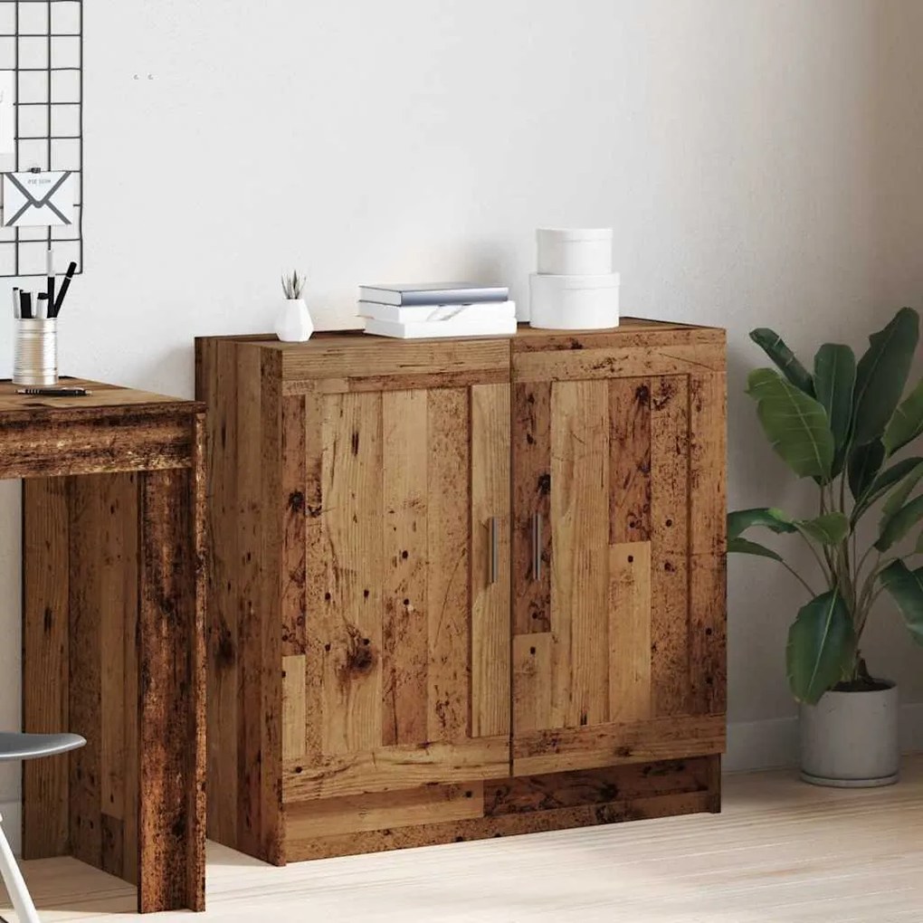 antik fa színű szerelt fa könyvszekrény 82,5 x 30,5 x 80 cm