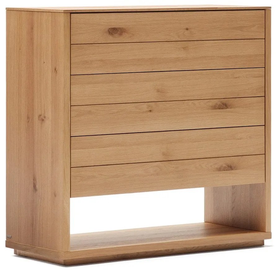 Natúr színű magas komód tölgyfa dekorral 100x97 cm Alguema – Kave Home
