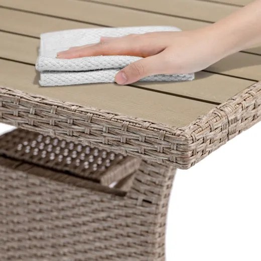 Casaria® Rattan asztal Takeo 190x90x75cm - krém