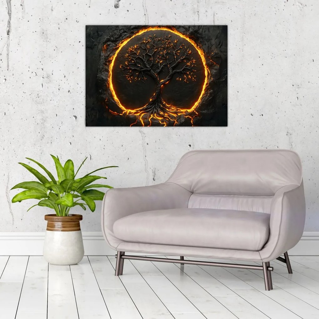 Üveg kép – Életfa lávában II. (70x50 cm)