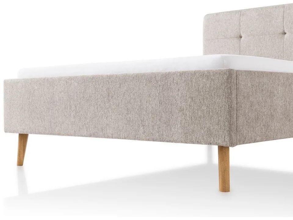 Szürke-barna kárpitozott franciaágy ágyrács nélkül 140x200 cm Smart – Meise Möbel