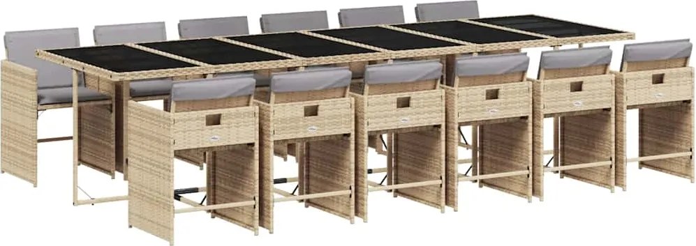 vidaXL 13részes vegyes bézs polyrattan kerti étkezőgarnitúra párnákkal