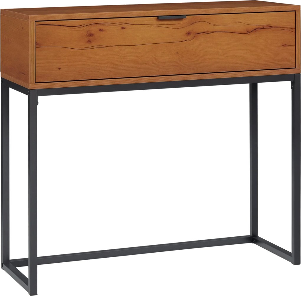 HOMCOM Tárolós Konzol Asztal, Ipari Stílusú Kanapé Asztal, Oldal Asztal Előszobába, Nappaliba, Előcsarnokba, Acél, Barna, 80 x 30 x 76 cm | Aosom
