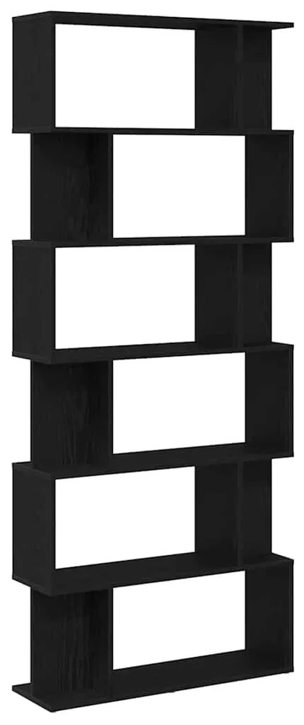 fekete tölgy szerelt fa könyvespolc 80x24x190,5 cm