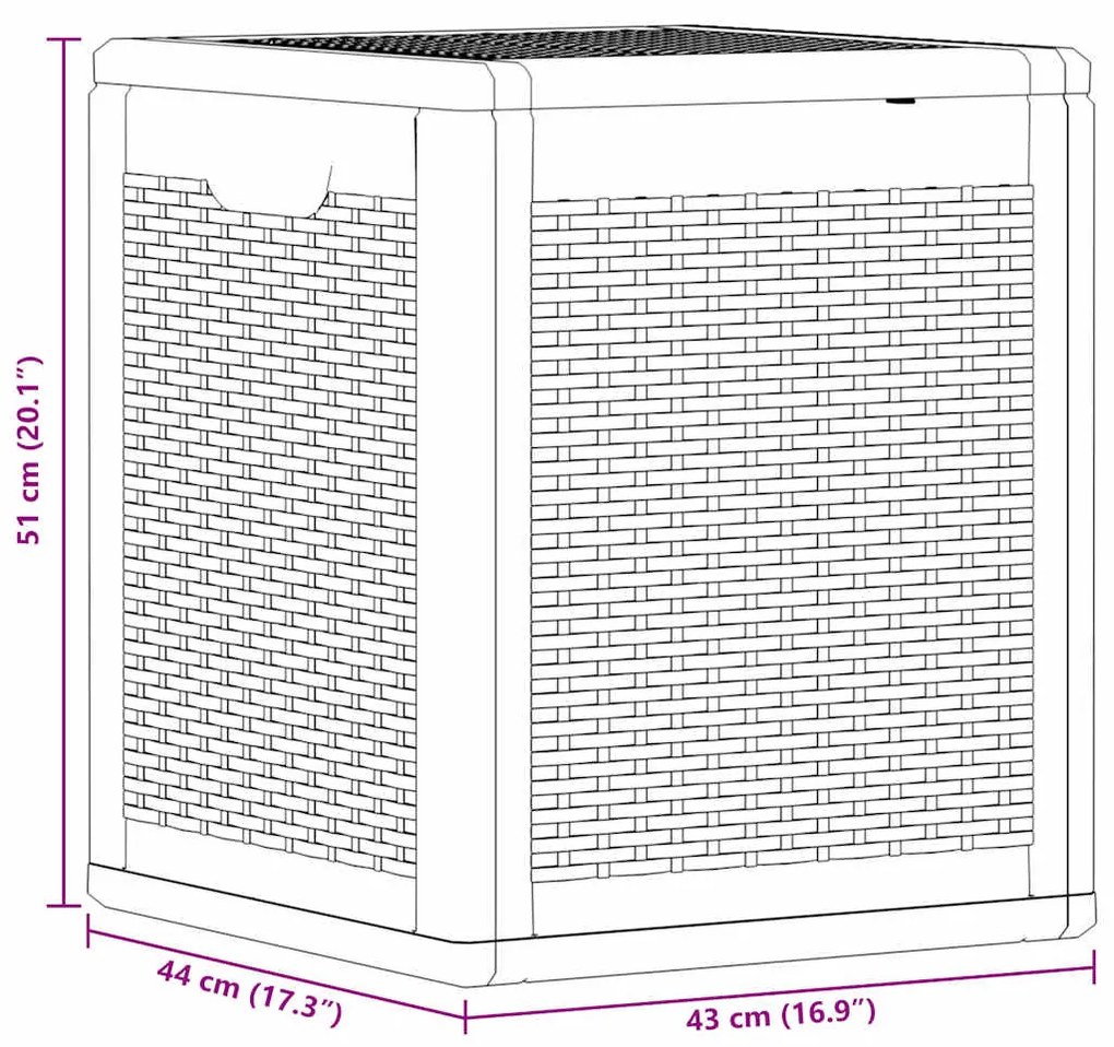szürke PP rattan kerti tárolóláda 90 L